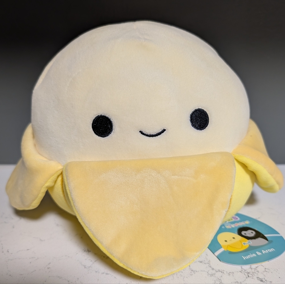 Junie & Aron squishmallow, flip a mallow Junie the banana and Aron the gorilla